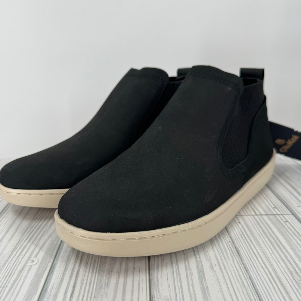 OluKai Pehuea Mid Womens 10 Lava Rock Leather Slip On Sneakers Boots 20546-LRLR